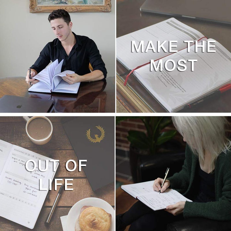 Phoenix Planner The Phoenix Planner - Best Daily Calendar and Agenda for Goal Setting, Boost Happiness and Productivity - Gratitude Journal, Habit Tracker, Quarterly Business Planner - 6 Months, Undated (Charcoal) - Image 3